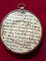 Antiquarian Reliquary Medallion Containing an Early Wax Seal Fragment Reference to the Ring of Saint Louis Saint-Denis Tradition