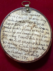 Antiquarian Reliquary Medallion Containing an Early Wax Seal Fragment Reference to the Ring of Saint Louis Saint-Denis Tradition