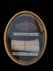 Authentic Large Theca Reliquary of Saint Melania the Elder and Saint Melania the Younger Containing Large Relics of Two of the Greatest Desert Mothers of Early Christianity