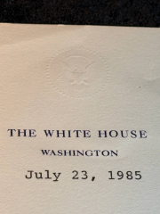 Ronald Reagan Signed Letter on White House Letterhead July 23, 1985