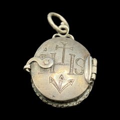 Sterling silver breast locker medallion-reliquary with engraving of the ...