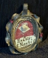 Sterling silver theca - reliquary with relic of St. Roch, Confessor