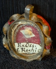Sterling silver theca - reliquary with relic of St. Roch, Confessor